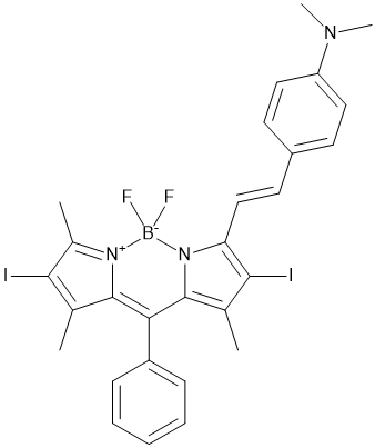 2,6-Diiodo-1,5,7-trimethyl-3-[4-(N,N-dimethylamino)phenylethenyl]-8-phenyl-4,4-difluoroboradiazasind