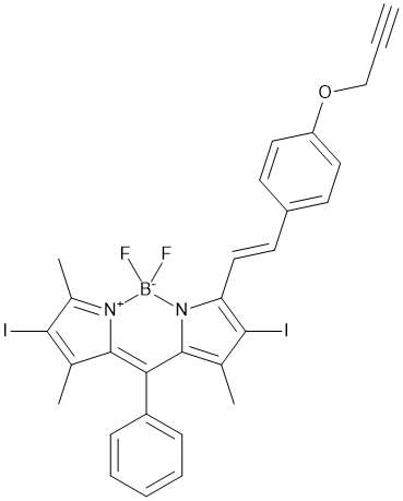 2,6-Diiodo-1,5,7-trimethyl-3-(4-propargyloxyphenylethenyl)-8-phenyl-4,4-difluoroboradiazasindacene