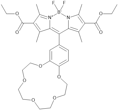 2,6-Diethoxycarbonyl-1,3,5,7-tetramethyl-8-(2,3,5,6,8,9,11,12-octahydro-1,4,7,10,13-benzopentaoxacyc